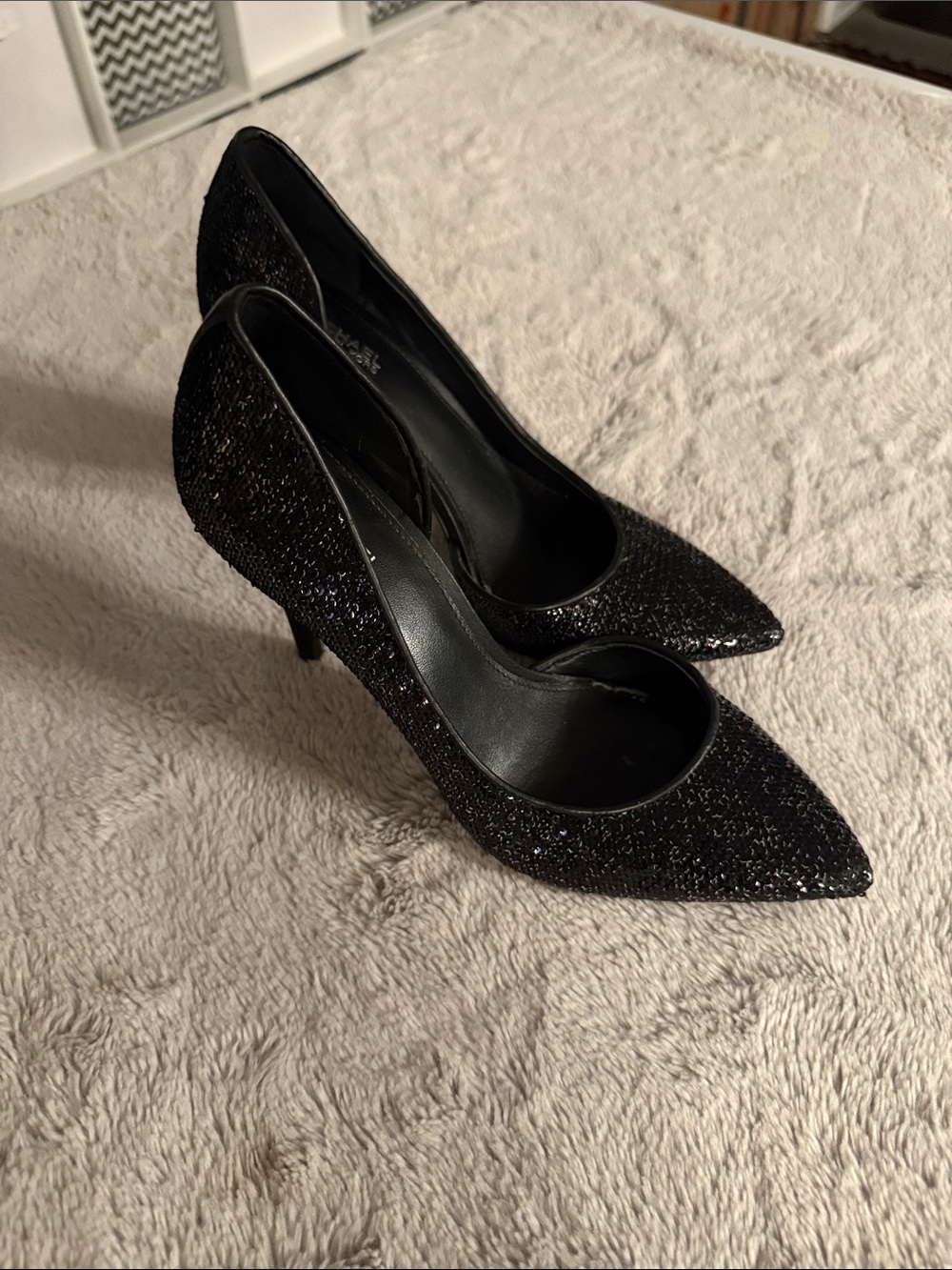 Michael Kors Black Glitter Pointed Toe Pumps